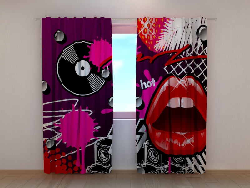 Fotogardine Lippen und Vinyl