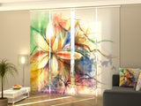 Schiebegardinen Abstrakte florale Aquarellmalerei auf Leinwand