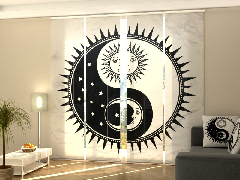 Schiebegardinen Yin Yang mit Mond und Sonne