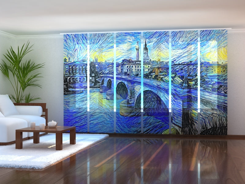 Schiebegardinen London Bridge im Van-Gogh-Stil