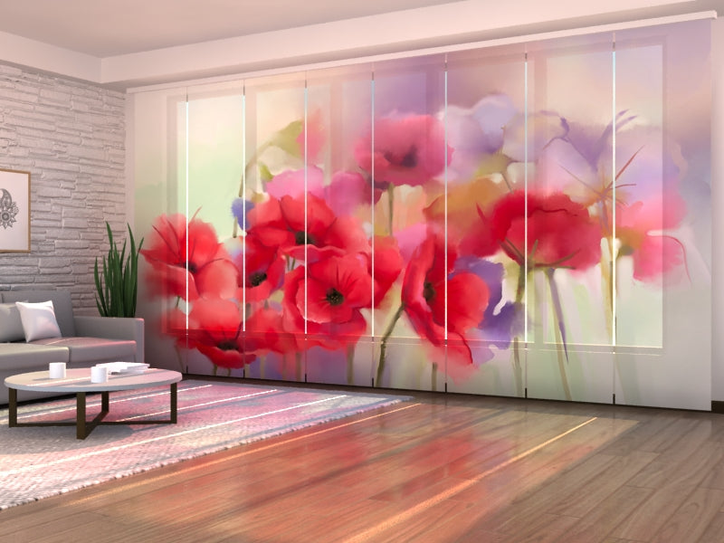 Schiebegardinen Aquarell Rote Mohnblume